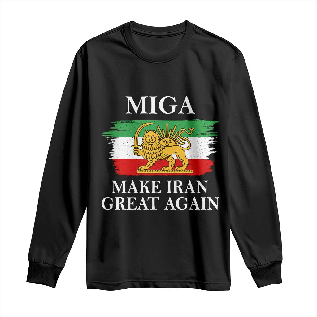 Make Iran Great Again Patriotic MIGA Long Sleeve Shirt Lion and Sun Flag Iranian Revolution TS02 Black Print Your Wear