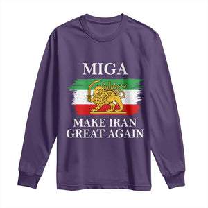 Make Iran Great Again Patriotic MIGA Long Sleeve Shirt Lion and Sun Flag Iranian Revolution TS02 Purple Print Your Wear