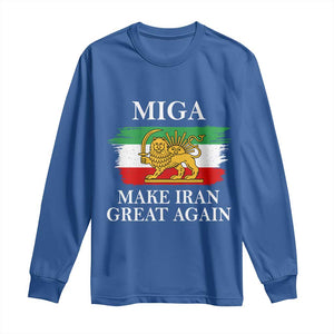 Make Iran Great Again Patriotic MIGA Long Sleeve Shirt Lion and Sun Flag Iranian Revolution TS02 Royal Blue Print Your Wear