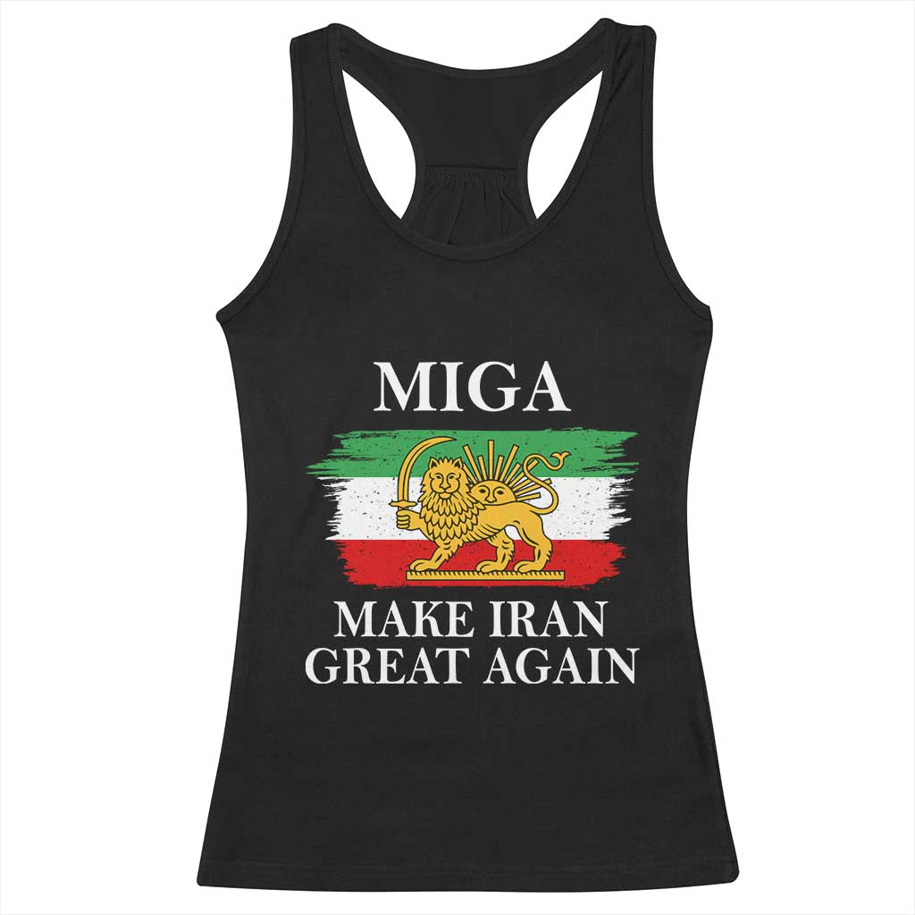 Make Iran Great Again Patriotic MIGA Racerback Tank Top Lion and Sun Flag Iranian Revolution TS02 Black Print Your Wear