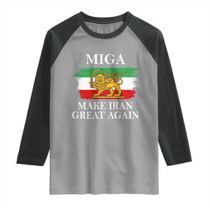 Make Iran Great Again Patriotic MIGA Raglan Shirt Lion and Sun Flag Iranian Revolution TS02 Sport Gray Black Print Your Wear
