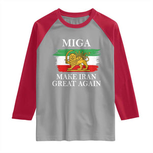 Make Iran Great Again Patriotic MIGA Raglan Shirt Lion and Sun Flag Iranian Revolution TS02 Sport Gray Red Print Your Wear