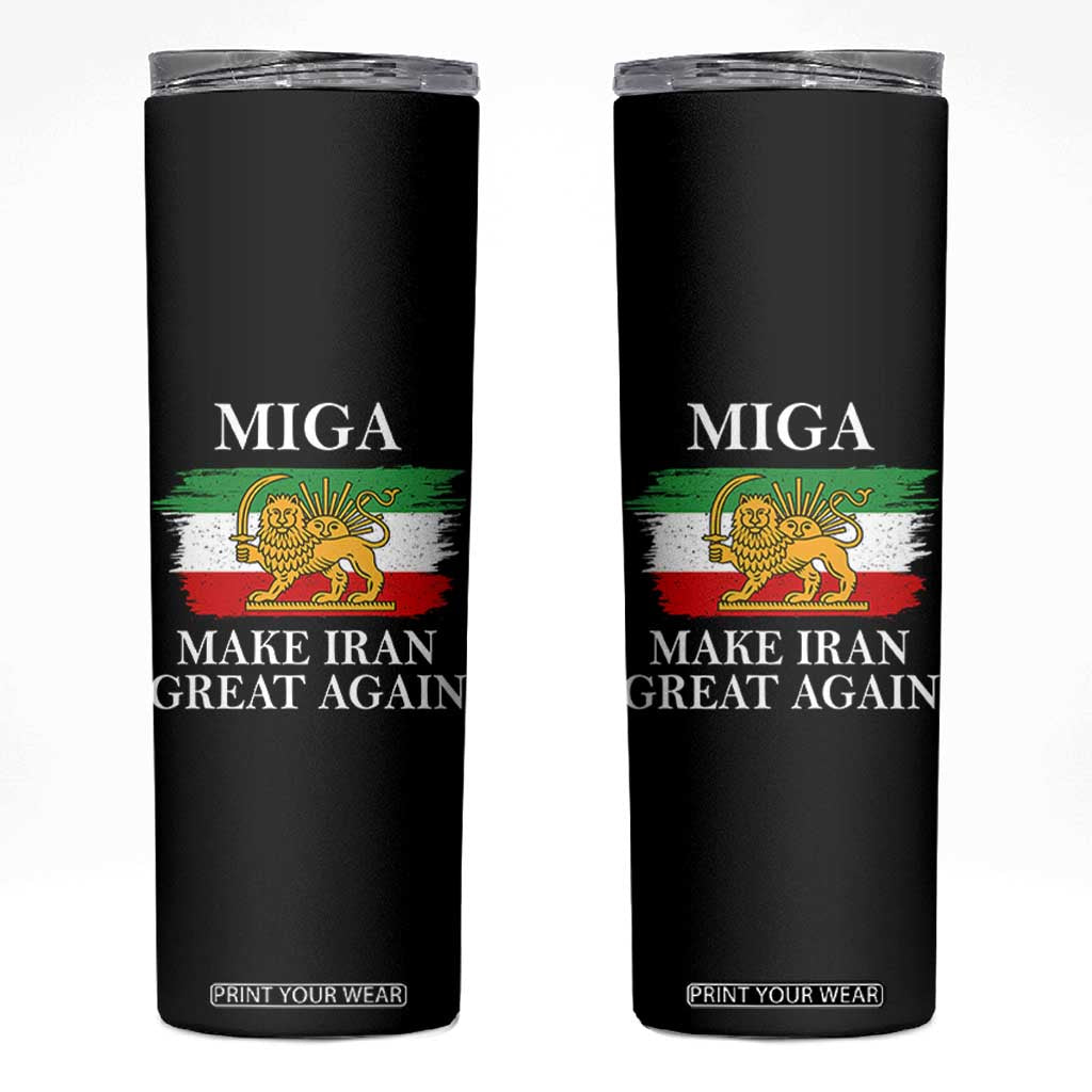 Make Iran Great Again Patriotic MIGA Skinny Tumbler Lion and Sun Flag Iranian Revolution TS02 Black Print Your Wear