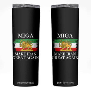 Make Iran Great Again Patriotic MIGA Skinny Tumbler Lion and Sun Flag Iranian Revolution TS02 Black Print Your Wear