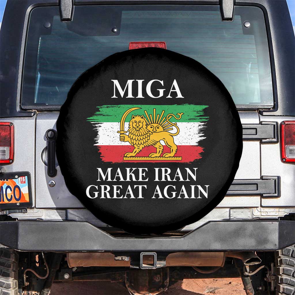 Make Iran Great Again Patriotic MIGA Spare Tire Cover Lion and Sun Flag Iranian Revolution TS02 No hole Black Print Your Wear