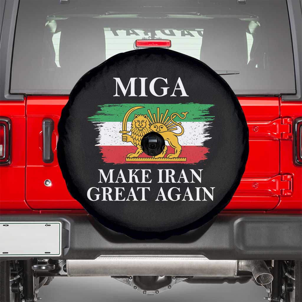 Make Iran Great Again Patriotic MIGA Spare Tire Cover Lion and Sun Flag Iranian Revolution TS02 Black Print Your Wear