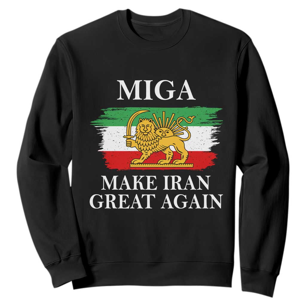 Make Iran Great Again Patriotic MIGA Sweatshirt Lion and Sun Flag Iranian Revolution TS02 Black Print Your Wear