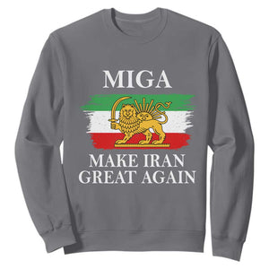 Make Iran Great Again Patriotic MIGA Sweatshirt Lion and Sun Flag Iranian Revolution TS02 Charcoal Print Your Wear