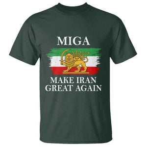 Make Iran Great Again Patriotic MIGA T Shirt - Lion and Sun Flag Iranian Revolution Tee TS02 Dark Forest Green Print Your Wear
