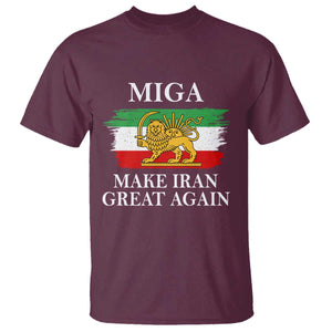 Make Iran Great Again Patriotic MIGA T Shirt - Lion and Sun Flag Iranian Revolution Tee TS02 Maroon Print Your Wear