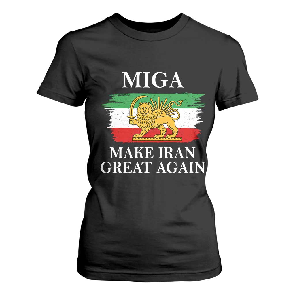 Make Iran Great Again Patriotic MIGA T Shirt For Women Lion and Sun Flag Iranian Revolution TS02 Black Print Your Wear