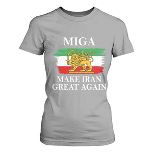 Make Iran Great Again Patriotic MIGA T Shirt For Women Lion and Sun Flag Iranian Revolution TS02 Sport Gray Print Your Wear