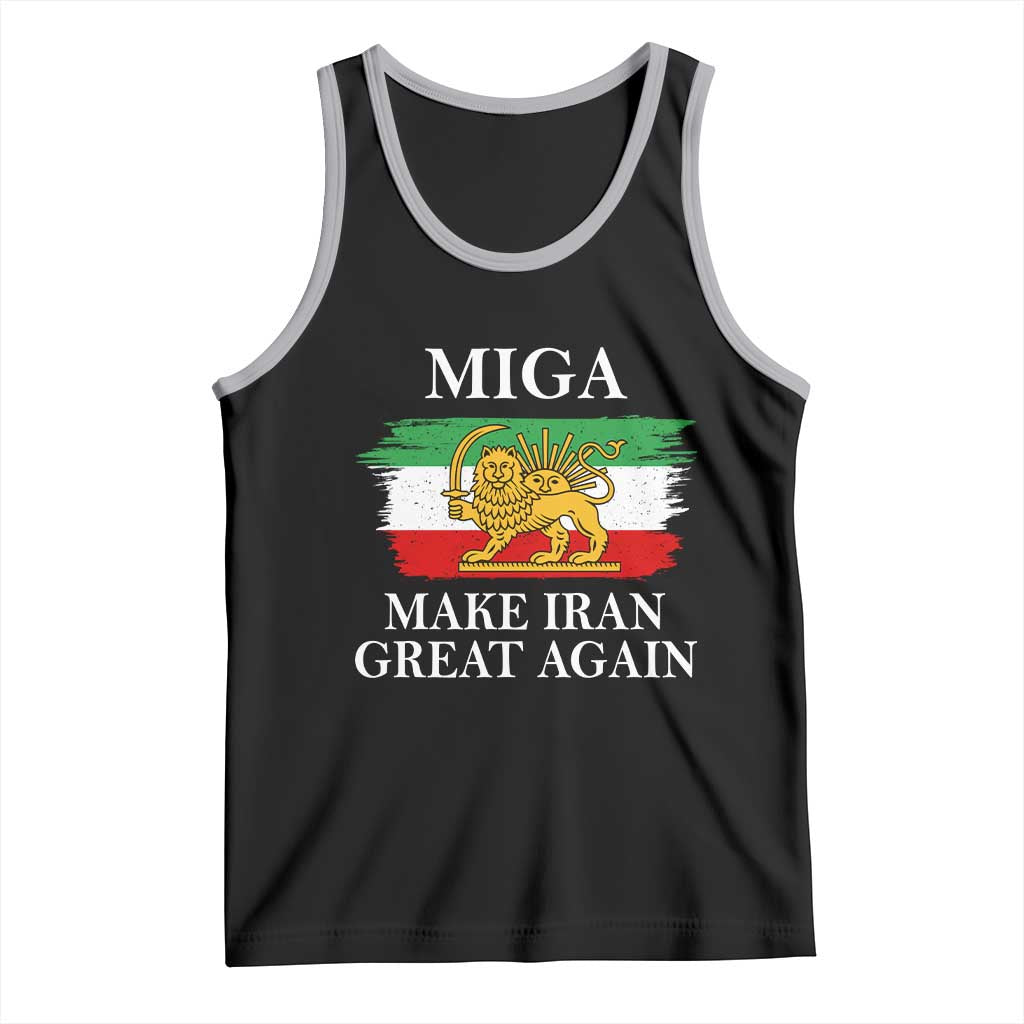 Make Iran Great Again Patriotic MIGA Tank Top Lion and Sun Flag Iranian Revolution TS02 Black Athletic Heather Print Your Wear
