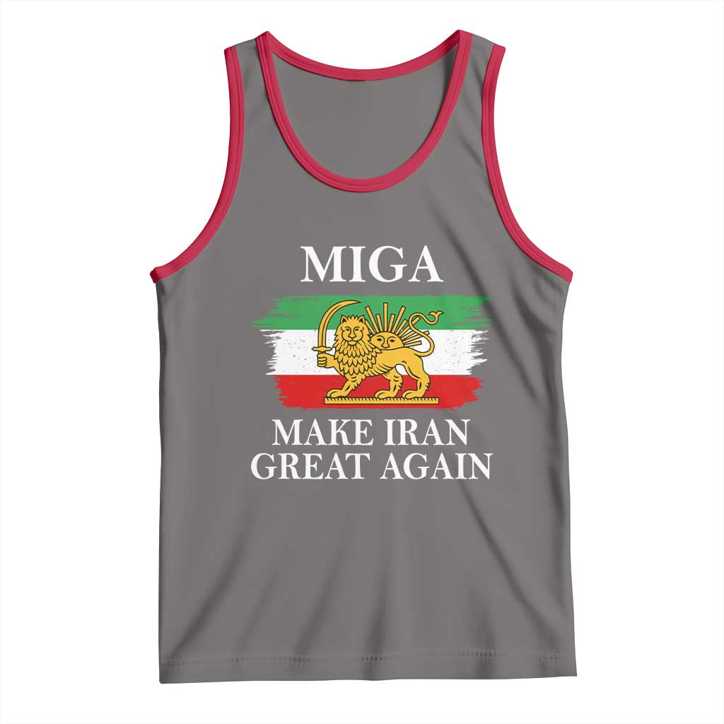 Make Iran Great Again Patriotic MIGA Tank Top Lion and Sun Flag Iranian Revolution TS02 Deep Heather Red Print Your Wear