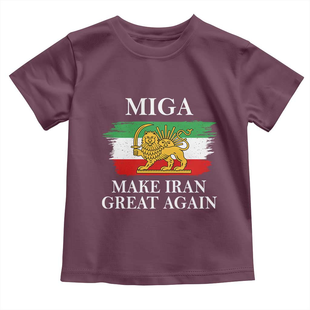 Make Iran Great Again Patriotic MIGA Toddler T Shirt Lion and Sun Flag Iranian Revolution TS02 Maroon Print Your Wear