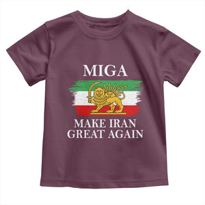 Make Iran Great Again Patriotic MIGA Toddler T Shirt Lion and Sun Flag Iranian Revolution TS02 Maroon Print Your Wear