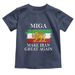 Make Iran Great Again Patriotic MIGA Toddler T Shirt Lion and Sun Flag Iranian Revolution TS02 Navy Print Your Wear