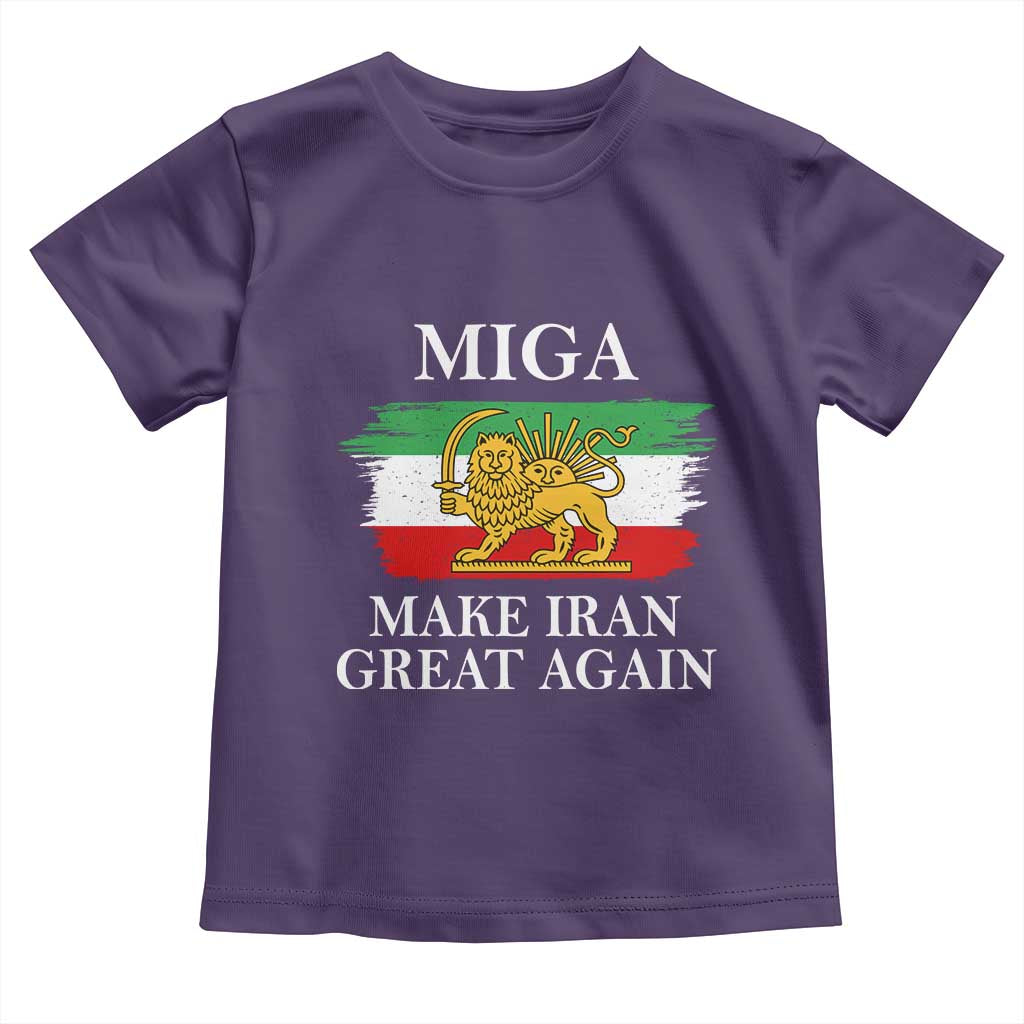 Make Iran Great Again Patriotic MIGA Toddler T Shirt Lion and Sun Flag Iranian Revolution TS02 Purple Print Your Wear
