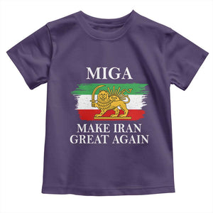 Make Iran Great Again Patriotic MIGA Toddler T Shirt Lion and Sun Flag Iranian Revolution TS02 Purple Print Your Wear