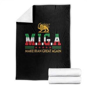 Make Iran Great Again Patriotic MIGA Throw Blanket Lion and Sun Persian Flag Freedom Iranian Revolution TS02 Black Print Your Wear