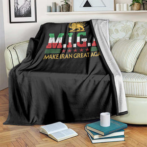 Make Iran Great Again Patriotic MIGA Throw Blanket Lion and Sun Persian Flag Freedom Iranian Revolution TS02 Print Your Wear