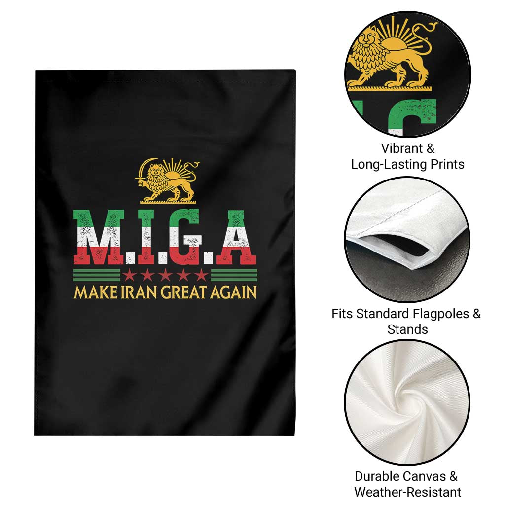 Make Iran Great Again Patriotic MIGA Garden Flag Lion and Sun Persian Flag Freedom Iranian Revolution TS02 Print Your Wear