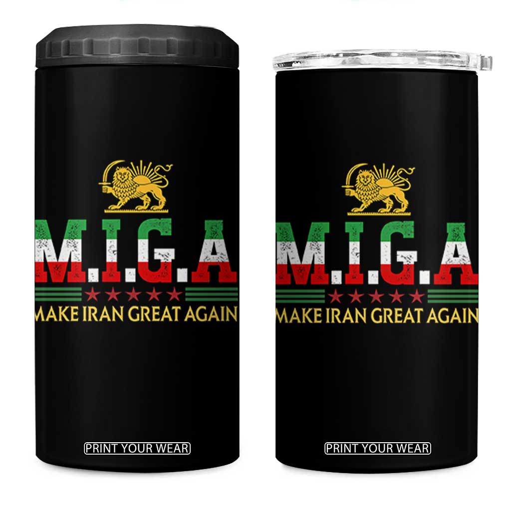 Make Iran Great Again Patriotic MIGA 4 in 1 Can Cooler Tumbler Lion and Sun Persian Flag Freedom Iranian Revolution TS02 One Size: 16 oz Black Print Your Wear