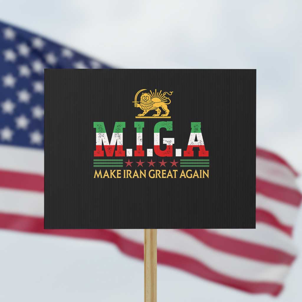 Make Iran Great Again Patriotic MIGA Protest Sign Lion and Sun Persian Flag Freedom Iranian Revolution TS02 Horizontal 18