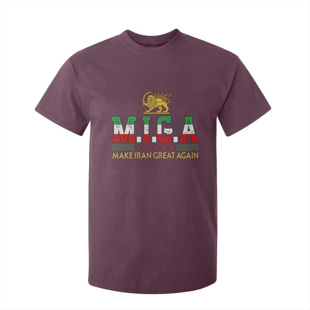 Make Iran Great Again Patriotic MIGA T Shirt For Kid Lion and Sun Persian Flag Freedom Iranian Revolution TS02 Maroon Print Your Wear