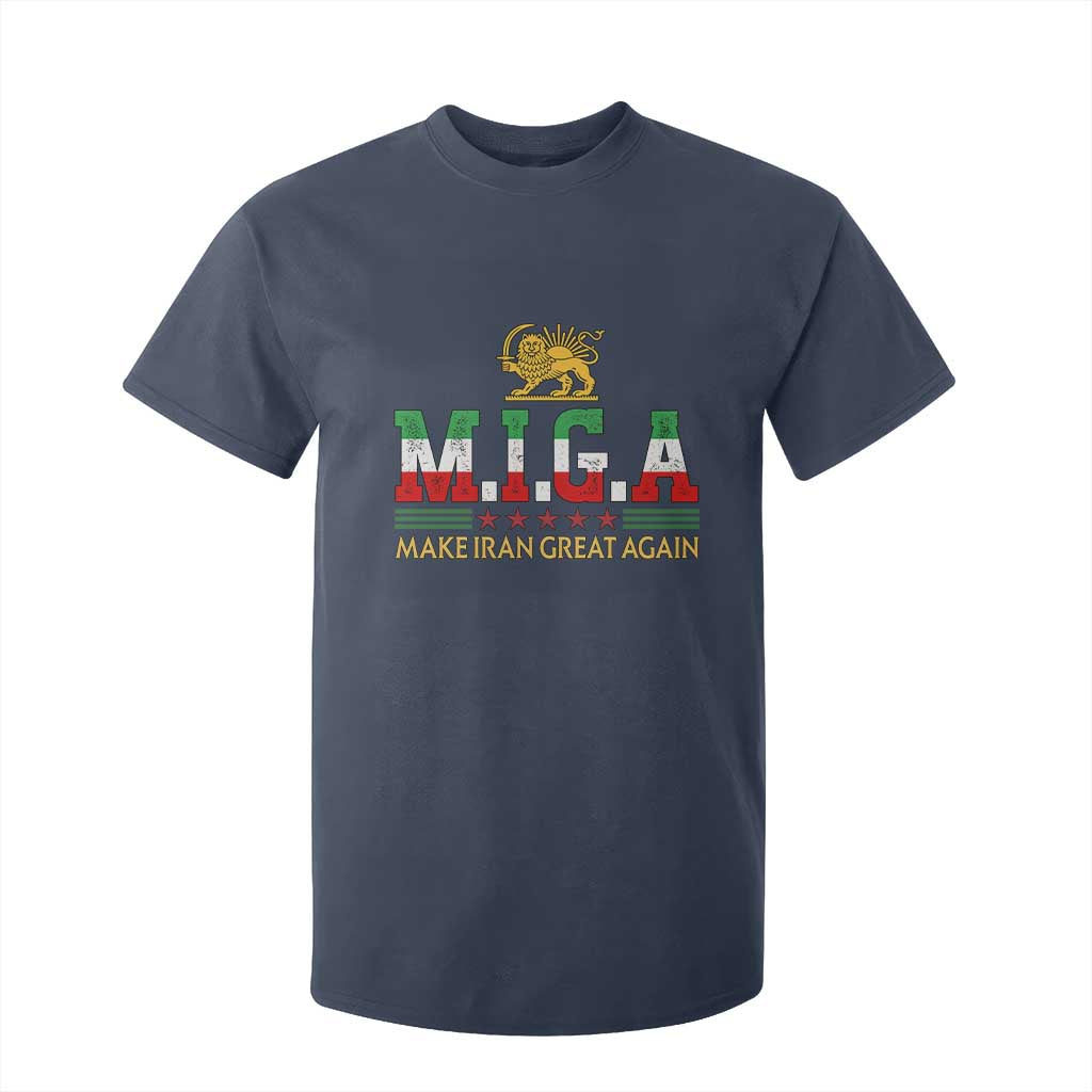 Make Iran Great Again Patriotic MIGA T Shirt For Kid Lion and Sun Persian Flag Freedom Iranian Revolution TS02 Navy Print Your Wear