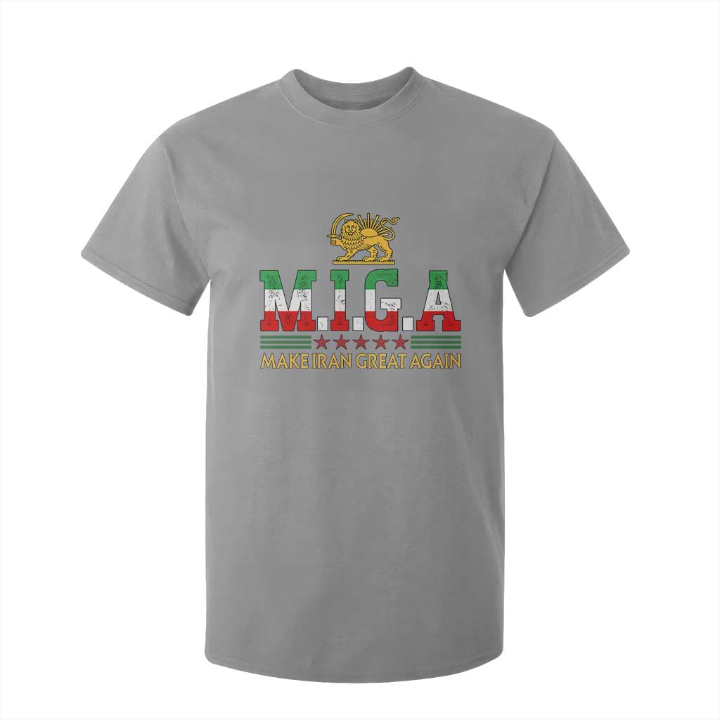 Make Iran Great Again Patriotic MIGA T Shirt For Kid Lion and Sun Persian Flag Freedom Iranian Revolution TS02 Sport Gray Print Your Wear