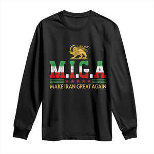 Make Iran Great Again Patriotic MIGA Long Sleeve Shirt Lion and Sun Persian Flag Freedom Iranian Revolution TS02 Black Print Your Wear