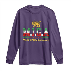Make Iran Great Again Patriotic MIGA Long Sleeve Shirt Lion and Sun Persian Flag Freedom Iranian Revolution TS02 Purple Print Your Wear