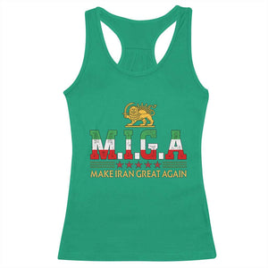 Make Iran Great Again Patriotic MIGA Racerback Tank Top Lion and Sun Persian Flag Freedom Iranian Revolution TS02 Irish Green Print Your Wear