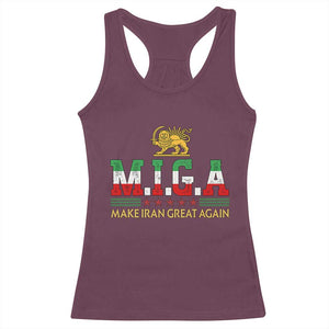 Make Iran Great Again Patriotic MIGA Racerback Tank Top Lion and Sun Persian Flag Freedom Iranian Revolution TS02 Maroon Print Your Wear