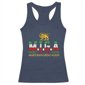 Make Iran Great Again Patriotic MIGA Racerback Tank Top Lion and Sun Persian Flag Freedom Iranian Revolution TS02 Navy Print Your Wear