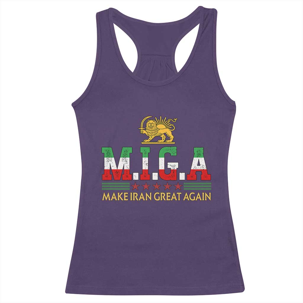 Make Iran Great Again Patriotic MIGA Racerback Tank Top Lion and Sun Persian Flag Freedom Iranian Revolution TS02 Purple Print Your Wear