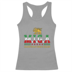 Make Iran Great Again Patriotic MIGA Racerback Tank Top Lion and Sun Persian Flag Freedom Iranian Revolution TS02 Sport Gray Print Your Wear