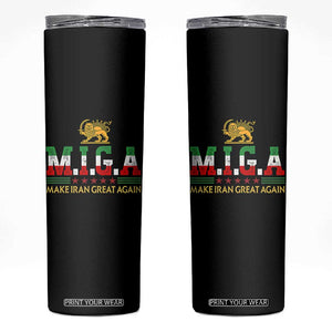 Make Iran Great Again Patriotic MIGA Skinny Tumbler Lion and Sun Persian Flag Freedom Iranian Revolution TS02 Black Print Your Wear
