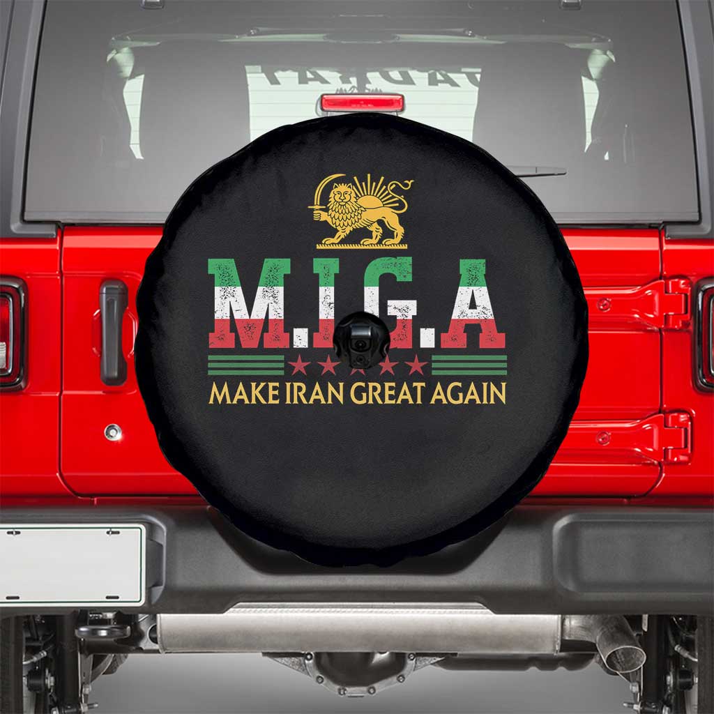 Make Iran Great Again Patriotic MIGA Spare Tire Cover Lion and Sun Persian Flag Freedom Iranian Revolution TS02 Black Print Your Wear