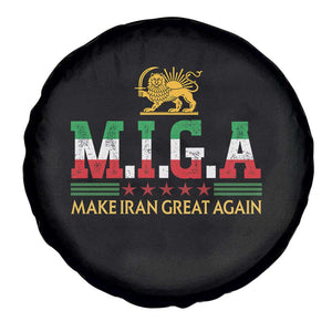 Make Iran Great Again Patriotic MIGA Spare Tire Cover Lion and Sun Persian Flag Freedom Iranian Revolution TS02 Print Your Wear