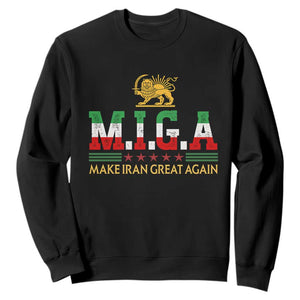 Make Iran Great Again Patriotic MIGA Sweatshirt Lion and Sun Persian Flag Freedom Iranian Revolution TS02 Black Print Your Wear