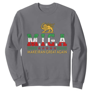 Make Iran Great Again Patriotic MIGA Sweatshirt Lion and Sun Persian Flag Freedom Iranian Revolution TS02 Charcoal Print Your Wear