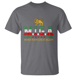 Make Iran Great Again Patriotic MIGA T Shirt Lion and Sun Persian Flag Freedom Iranian Revolution TS02 Charcoal Print Your Wear
