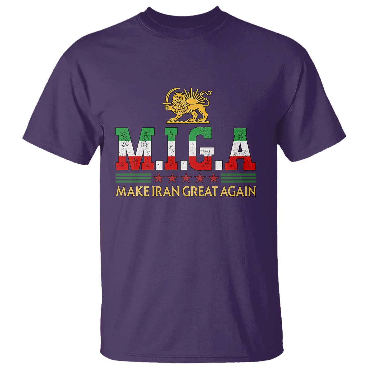 Make Iran Great Again Patriotic MIGA T Shirt Lion and Sun Persian Flag Freedom Iranian Revolution TS02 Purple Print Your Wear