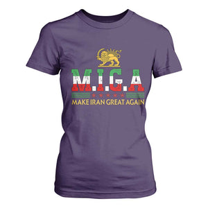 Make Iran Great Again Patriotic MIGA T Shirt For Women Lion and Sun Persian Flag Freedom Iranian Revolution TS02 Purple Print Your Wear