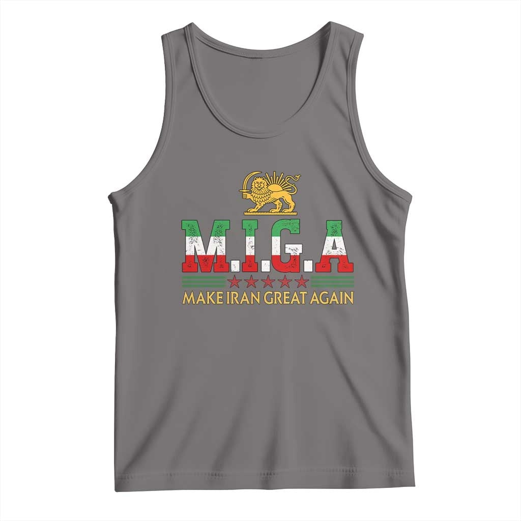 Make Iran Great Again Patriotic MIGA Tank Top Lion and Sun Persian Flag Freedom Iranian Revolution TS02 Deep Heather Print Your Wear