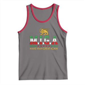 Make Iran Great Again Patriotic MIGA Tank Top Lion and Sun Persian Flag Freedom Iranian Revolution TS02 Deep Heather Red Print Your Wear