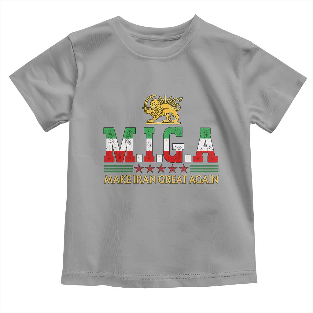 Make Iran Great Again Patriotic MIGA Toddler T Shirt Lion and Sun Persian Flag Freedom Iranian Revolution TS02 Sport Gray Print Your Wear