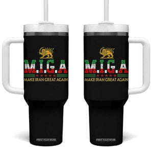 Make Iran Great Again Patriotic MIGA Tumbler With Handle Lion and Sun Persian Flag Freedom Iranian Revolution TS02 One Size: 40 oz Black Print Your Wear
